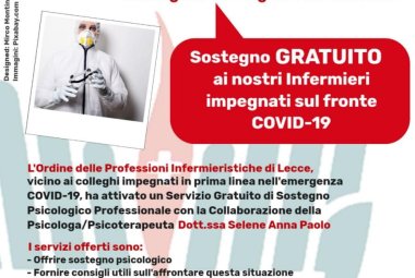 Sostegno psicologico gratuito per gli infermieri