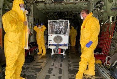Covid-19. Due contagiati trasferiti in biocontenimento  in Germania con un C-130J dell'Aeronautica Militare