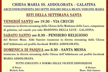 Il Triduo Pasquale dell'Arciconfraternita dell'Addolorata di Galatina