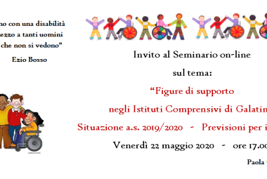 “Figure di supporto nelle Scuole e nell’extra-scuola: Educatori e Assistenti ASL – Operatori Socio-Sanitari Situazione nell’a.s. 2019-2020. Previsioni per il futuro”, un seminario online