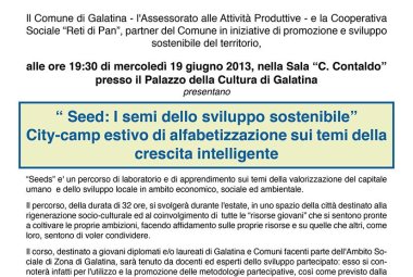 'Seed: I semi dello sviluppo sostenibile', alle 19:30 la presentazione