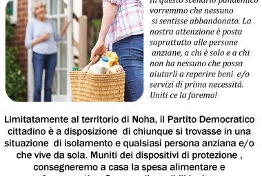 Il PD di Noha è a disposizione degli anziani o di chi ha bisogno per la consegna della spesa