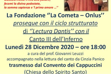 “Lasciate ogne speranza, voi ch'intrate”, Lectura Dantis ai Cappuccini