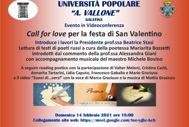 "Call for love", amore e poesia all'Università Popolare