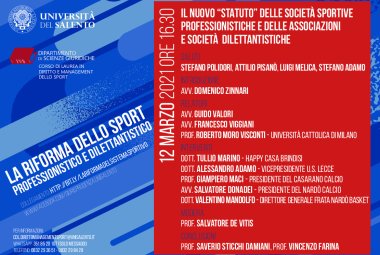 “La riforma dello sport dilettantistico e professionistico”