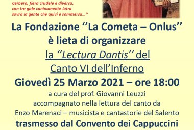 Lectura Dantis del VI canto dell'Inferno per il DanteDì
