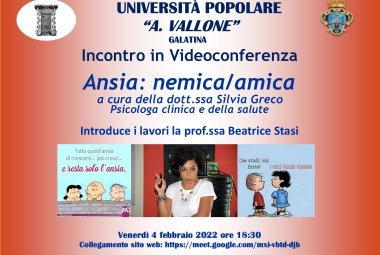 All'Università Popolare si parla di ansia con Silvia Greco