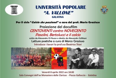 “CENTOVENTI contro NOVECENTO: Pasolini, Bertolucci e il calcio”