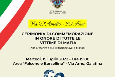 30° Anniversario della strage di Via D'Amelio, Galatina non dimentica