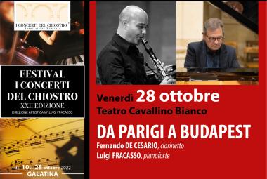 “Da Parigi a Budapest” con il pianoforte di Luigi Fracasso e il clarinetto di Fernando De Cesario