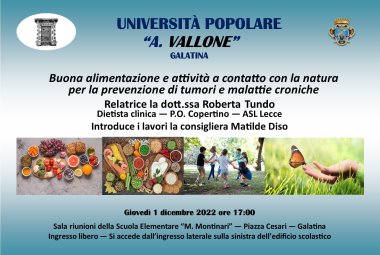 Roberta Tundo, "Buona alimentazione e attività a contatto con la natura per la prevenzione di tumori e malattie croniche"