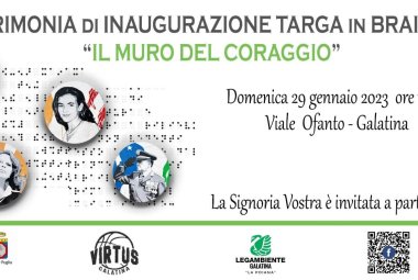 Inaugurazione della targa in Braille davanti al "Muro del coraggio"