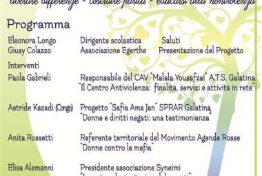 “Donne per la Pace – liberare differenze, costruire parità, educarsi alla nonviolenza” 